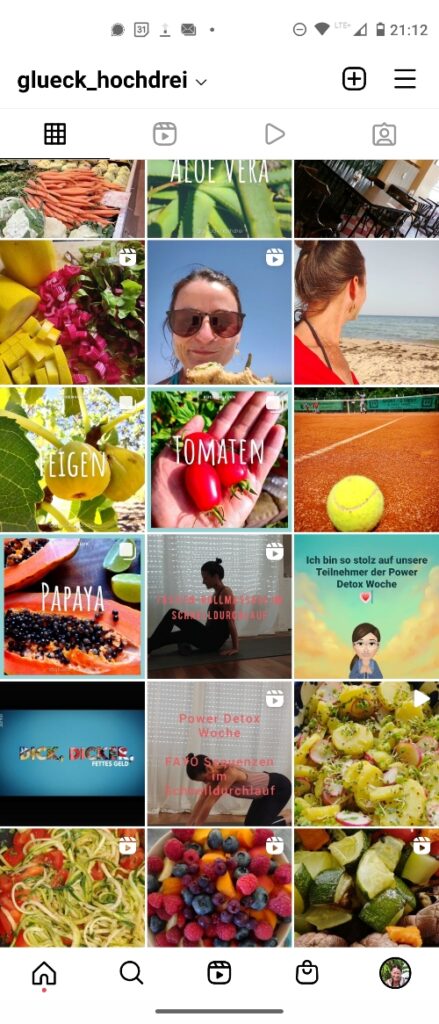 Screenshot vom glueck_hochdrei Instagram Grid