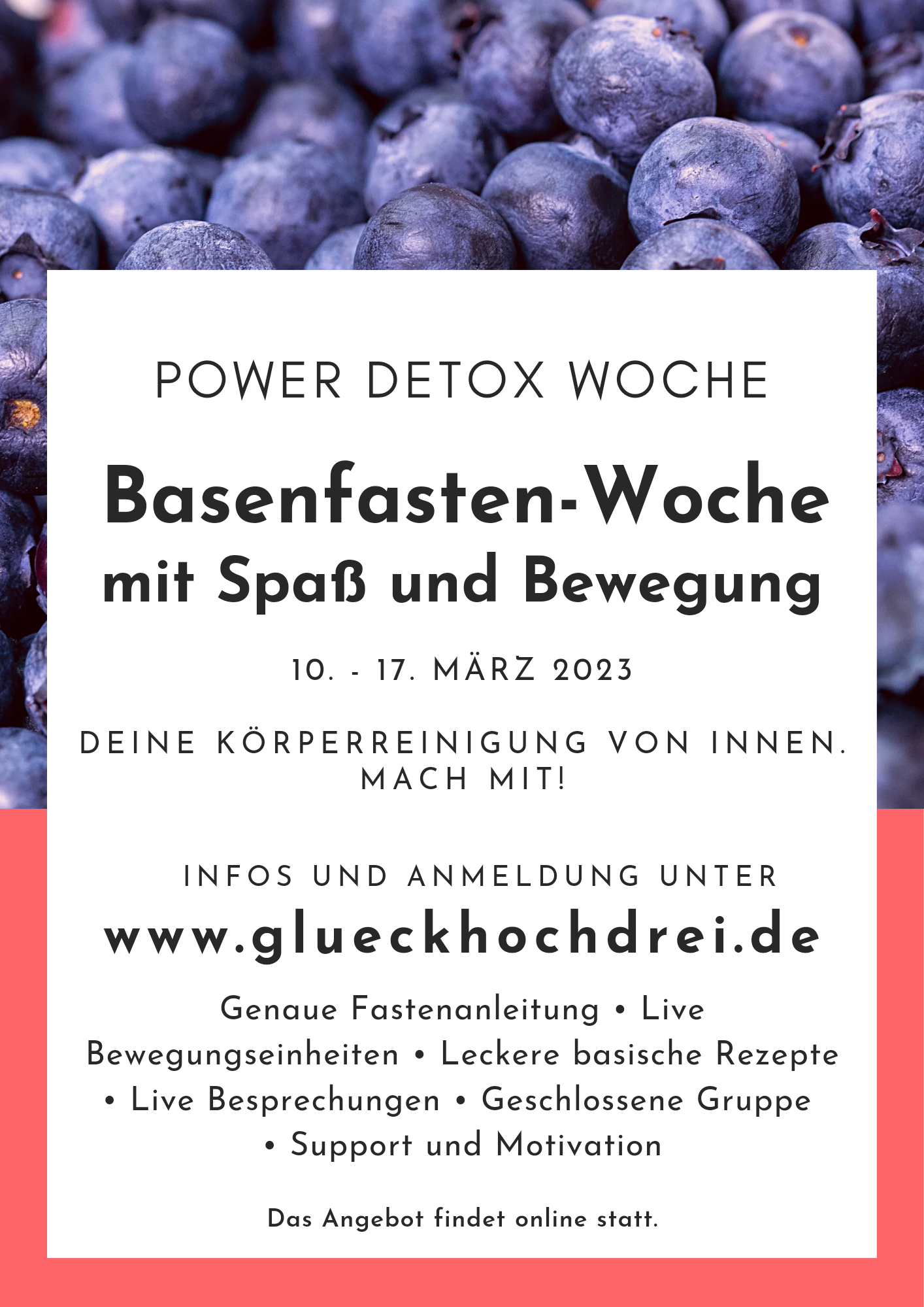 Anzeige Banner für die nächste Power Detox Woche vom 10.-17. März 2023