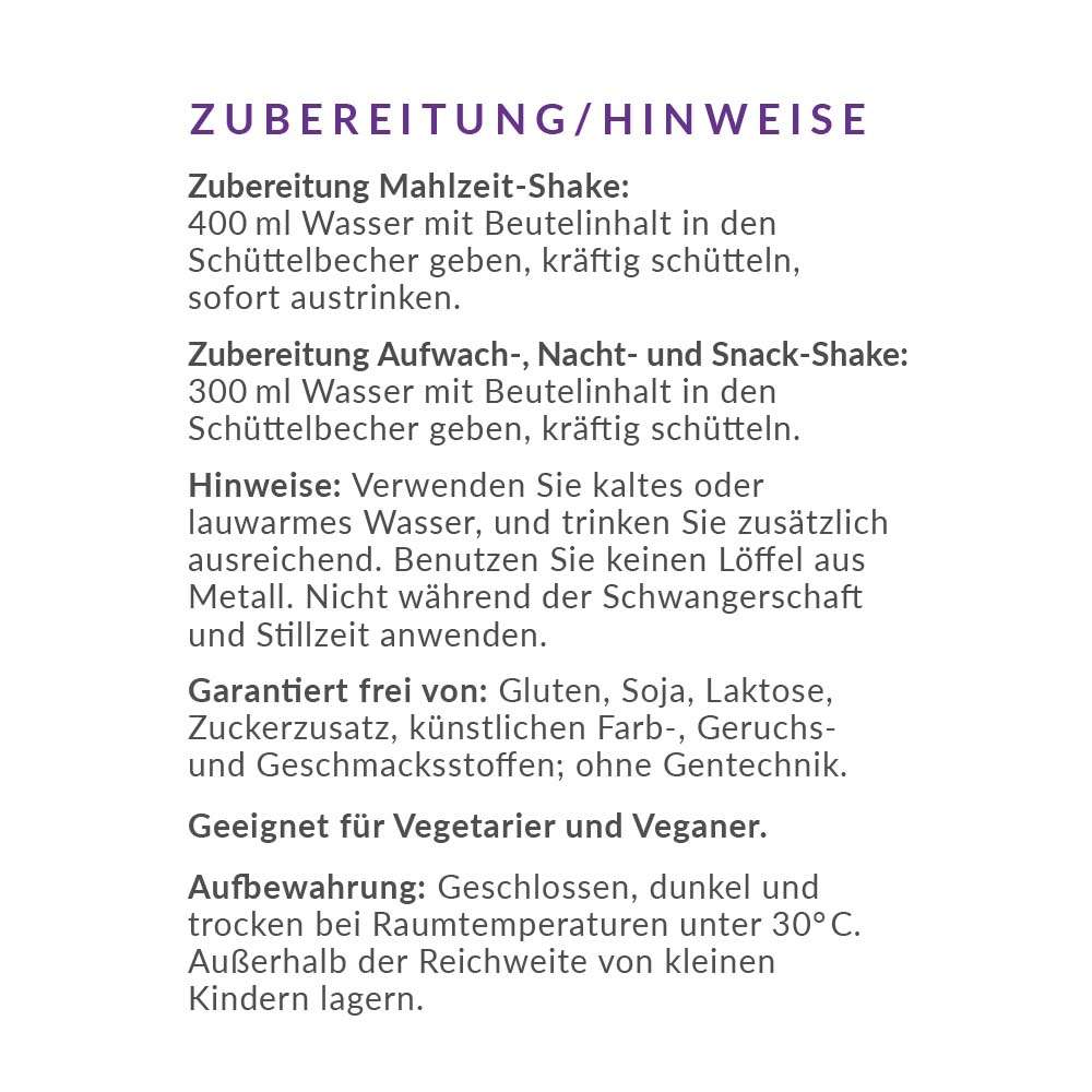 Zubereitung und Hinweise des Herstellers 