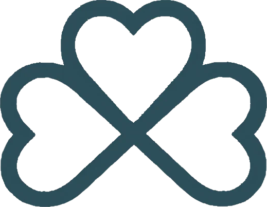 Maria Blumenthal Logo: Kleeblatt aus drei Herzen